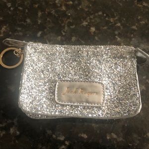 Jack Rodgers Silver Sequin Keychain Card Holder